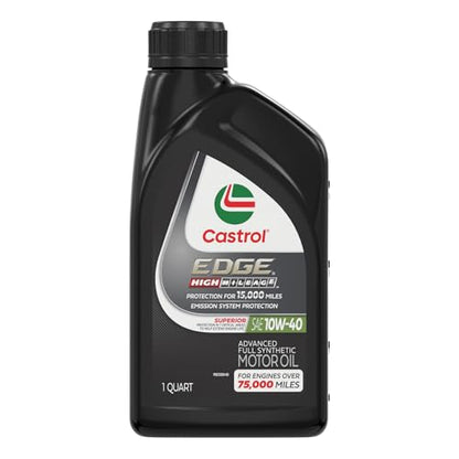 Castrol EDGE High Mileage 10W-40 Advanced Full Synthetic Motor Oil, 1 Quart - size: 1 Quart