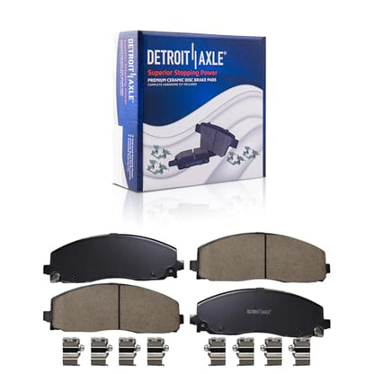 Detroit Axle - 8pc Brake Rotors Ceramic Brake Pads for 18-23 Jeep Wrangler - size: 8PR53615/KIT