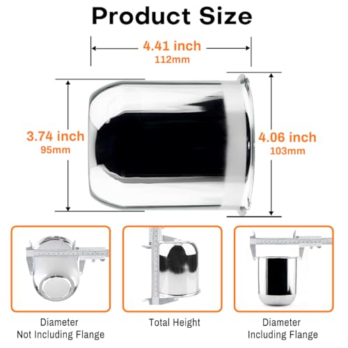 4Pcs 3-3/4 in Trailer Wheel Center Caps Fit 3-3/4" Center Bore Truck Trailer RV SUV Wheels Rims, 3.74in Carbon Steel Hub Caps - color: Chrome Silver, size: 3-3/4 in Hub Hole, 4.41in Tall