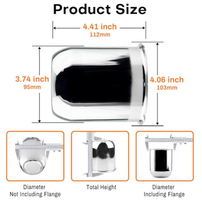 4Pcs 3-3/4 in Trailer Wheel Center Caps Fit 3-3/4" Center Bore Truck Trailer RV SUV Wheels Rims, 3.74in Carbon Steel Hub Caps - color: Chrome Silver, size: 3-3/4 in Hub Hole, 4.41in Tall