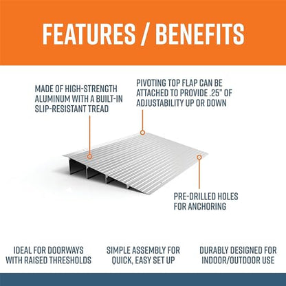 EZ-ACCESS Transitions Modular Entry Ramp, Self Supporting, Aluminum, 4 in - size: 4 Inch
