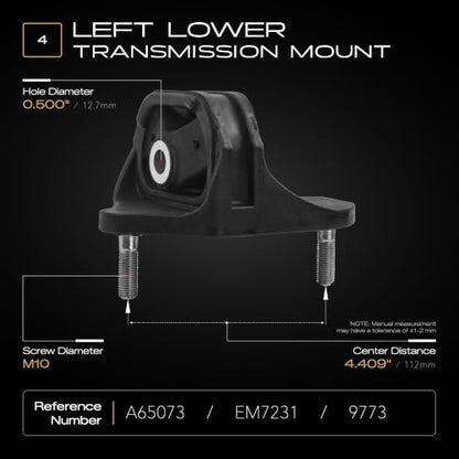 Engine Motor Trans Mount Hydraulic Set of 5 Compatible with Accord and TLX - size: 2013-2017 Accord V6 3.5L / 2015-2020 TLX