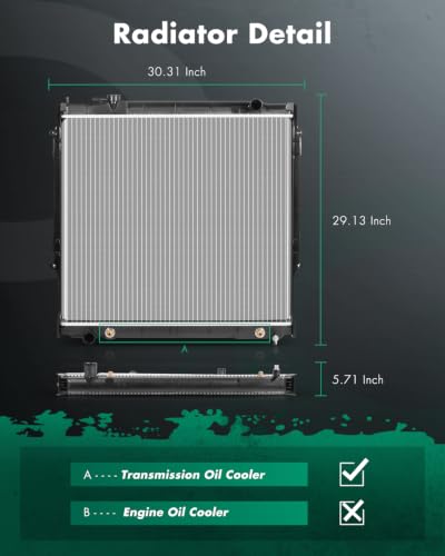 SCITOO 1755 Engine Coolant Radiator for Toyota for Tacoma 1995-2004 3.4L - size: 1755