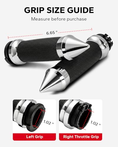 Amazicha 1inch Handlebar Grips, Cable Throttle Control Hand Grips Fit for Harley ’96-’07 Touring, ’02-’17 VRSC, ’08-’13 XR, ’96-’17 Dyna (Except FXDLS), ’96-Later XL - color: Chrome
