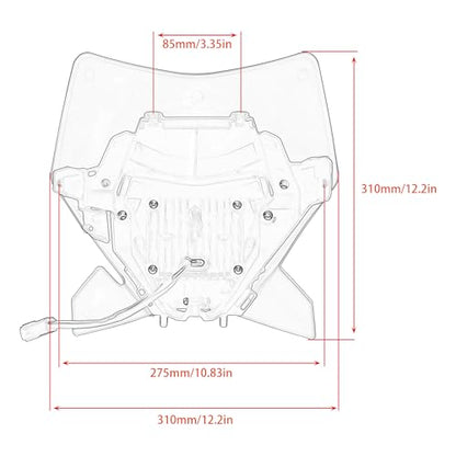 Dirt Bike LED Headlight,Motorcycle Elliptical Headlamp Supermoto Fairing For TC FE TE EXC XCW SXF SX 125 250 300 350 450 500 530 SMC R 690 2024 White - color: White