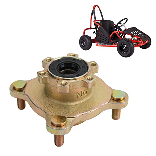 Wheel Rim Hub Assembly 4 Stud Brake Wheel Rim Front Disc Steel Alloy Wheel Rim Hub for Go Kart ATV 4 Wheeler