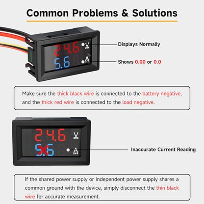 2Pack 0.28" Digital Voltmeter Ammeter DC 0-100V 10A, Red & Blue Dual LED