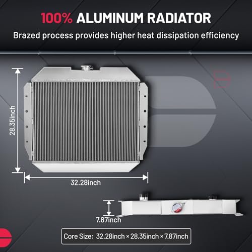 BDFHYK CU433 3-Row 44mm AA5052 Aluminum Radiator for Ford Bronco 68-79