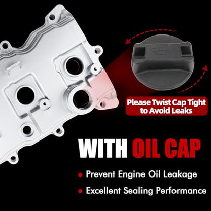 MITZONE Aluminum Valve Cover Compatible with Nissan Altima 2007-2013 Rogue 2008-2013 Sentra 2007-2012 2.5L Replace 13270JA00A 13264JA00A, with Cap Tube & Gasket - color: silver aluminum