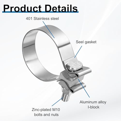 HARFINGTON 410 Stainless Steel Exhaust Clamp 2.56" Butt Joint Narrow Band Muffler Seal Exhaust Narrow Lap Butt Clamps for Pipes Muffler Converters System Repair, Silver - size: Range 65-74 mm, Band Width 22mm
