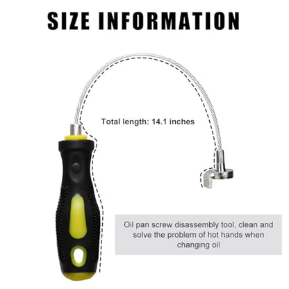 Wevdn Oil Drain Plug Removal Tool, Strong Magnetic Anti Scald Oil Filter Sump Plug Removal Wrench Oil Change Tool, Universal Oil Drain Plug Removal Pick Up Tool with Flexible Shaft