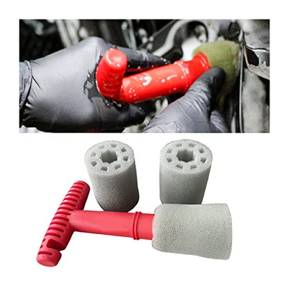 AICEL Car Wheel Detailing Brush, Removable Insert Lug Wash Nut Sponge Cleaner Tool for Wheels, Embedded Steel Ring Screw Cleaning Brush with Handle, Car Exterior Accessories Cleaning Tool Set