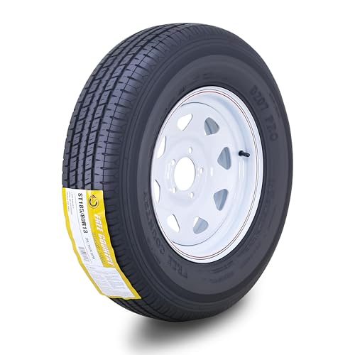 Free Country Trailer Tire Wheel ST185/80R13 8Ply D 99N w/5X4.5" White Spoke - size: ST185/80R13 /8PR /5x4.5
