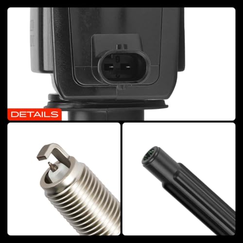 A-Premium Set of 4 Ignition Coil Pack and Iridium Spark Plugs - color: Black