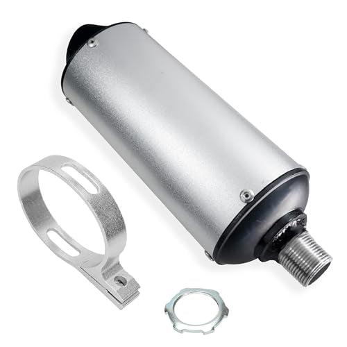JMCHstore Performance Exhaust Muffler Silencer for Predator 212 196cc GX160 420cc 301cc GX390 98cc 6.5hp, Coleman CT200U BT200X KT196 CT100U Baja Massimo MB200 Go Kart Engine Mini Bike Parts (Silver) - color: Sliver
