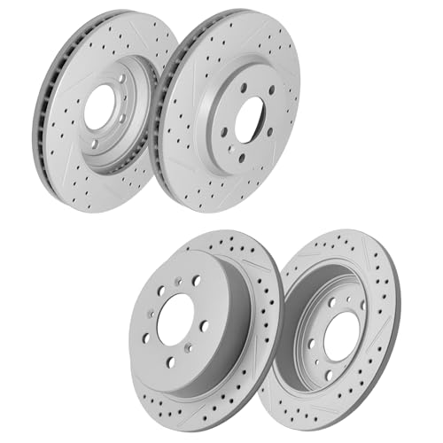 Front and Rear Drilled & Slotted Disc Brake Rotors Set for 2006-2010 Chevy Impala, 2006-2007 Chevy Monte Carlo