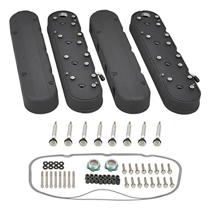 Cast Aluminum Valve Covers with Coil Mounts - color: Black, size: GM LS 293 325 376