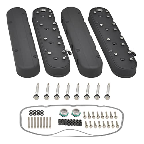Cast Aluminum Valve Covers with Coil Mounts - color: Black, size: GM LS 293 325 376