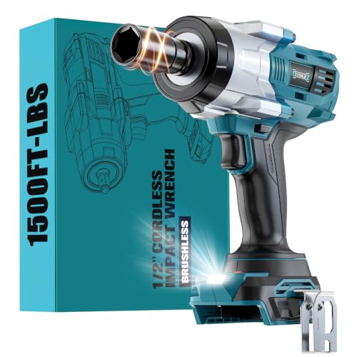 DIYtoolifz 2000N.M 무선 임팩트 렌치 1.3cm(0.5인치) Makita 18V와 호환 - color: 블루.