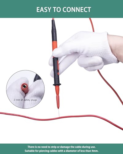Electrical Back Probe Needles, 8pcs Back Probe Kit Automotive for Instrument Parts Accessories 2mm Socket Test Leads Diameter 0.7mm Pins Fine Tester Puncture