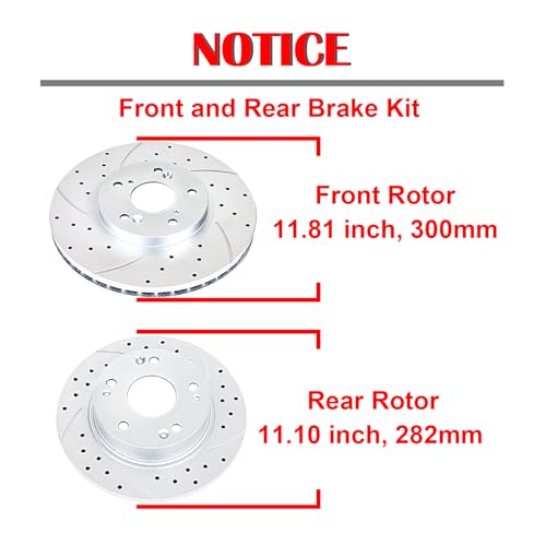 Acioparts Front (11.81") and Rear (11.1") Brake Kit for 2009-2010 TSX