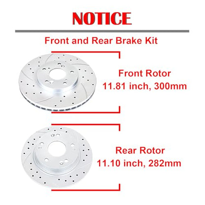 Acioparts Front (11.81") and Rear (11.1") Brake Kit for 2009-2010 TSX - size: ABK00701