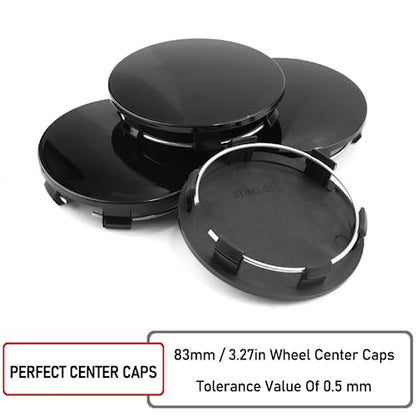 RTrhinoTuning 4 PCS 83mm Wheel Center Caps Compatible with Tahoe Suburban Yukon Escalade Rim, OD:3.27"(83 mm) ID: 3"(76.4 mm) Black Hubcaps - color: Black