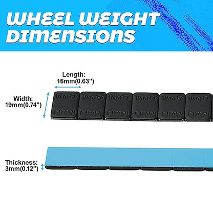 Black Stick-On Wheel Weights 1/4 oz, 624PCS Tire Balancing Weights - color: Black