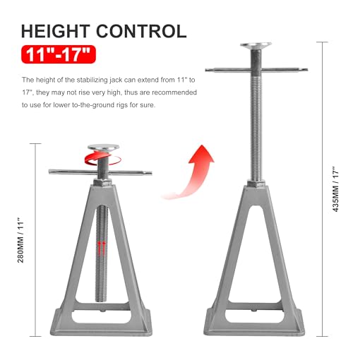 Aluminum RV Stabilizer Jacks 4 Pack with Additional Screw Nuts, Screw Jack Stands, Stabilize and Level RV Trailer Camper, Support up to 6,000 lbs