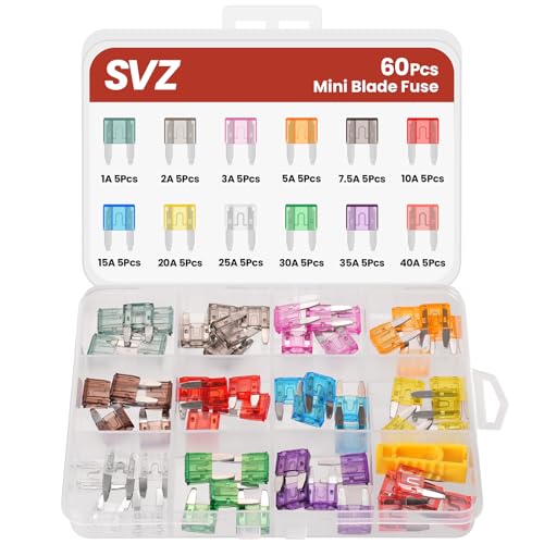 60Pcs Mini Car Fuse Kit, Automotive Fuses Assortment kit(1A/2A/3A/5A/7.5A/10A/15A/20A/25A/30A/35A/40A), Blade Fuse for Car/RV/Truck/Boat/Marine - style: 60Pcs Mini