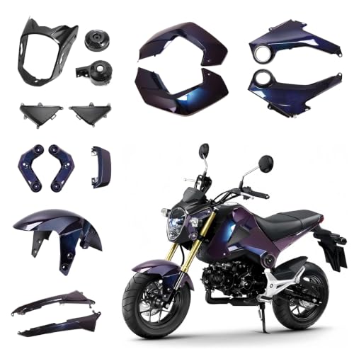 Mokuo Motorcycle Fairing Kit in ABS Material Compatible with Honda Grom Msx 125 SF 2013-2016, Purple Color with Chromatic Effect - style: Purple