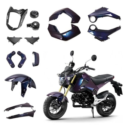 Mokuo Motorcycle Fairing Kit in ABS Material Compatible with Honda Grom Msx 125 SF 2013-2016, Purple Color with Chromatic Effect - style: Purple