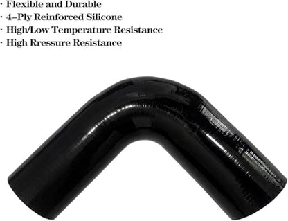 2.5"-2.75" 90 Degree Reducer Silicone Elbow Coupler 8" Leg Length - size: ID: 2.5" to 2.75" (63mm to 70mm)