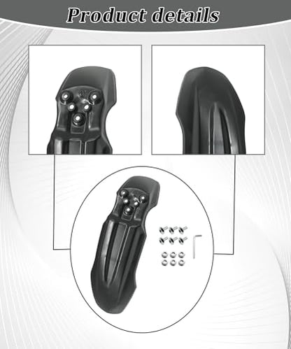 E-Bike Front Fender with Screw Kit Waterproof (Black) - color: Black