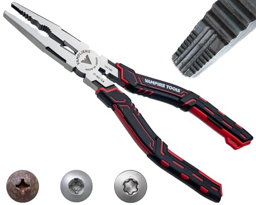 VAMPLIERS 7.5" Stripped Screw Extractor Needle Nose Pliers Made in Japan - color: New Black & Red