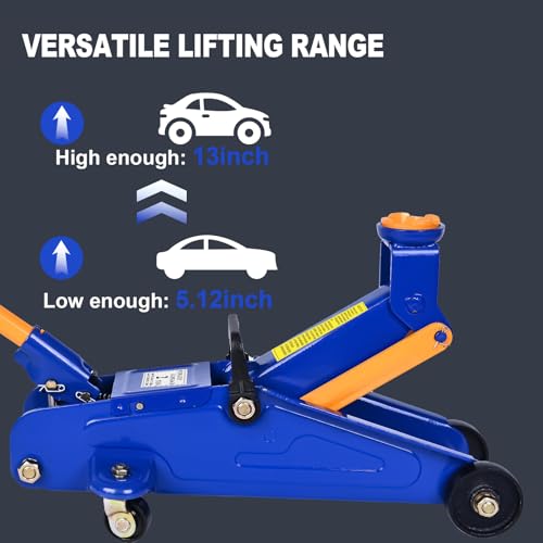 AAIN 2-Ton Low-Profile Heavy-Duty Floor Jack, 4,400 lb - color: Blue, style: 2 ton