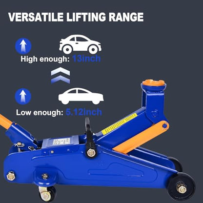 AAIN 2-Ton Low-Profile Heavy-Duty Floor Jack, 4,400 lb - color: Blue, style: 2 ton