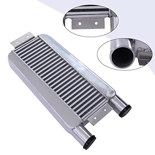 Intercooler, 24"X11"X3" Universal Aluminum Intercooler Kit, 2.5" O.D In/Out One Side, Direct Replacement Silver - size: 24" x 11" x 3"
