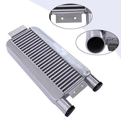 Intercooler, 24"X11"X3" Universal Aluminum Intercooler Kit, 2.5" O.D In/Out One Side, Direct Replacement Silver - size: 24" x 11" x 3"