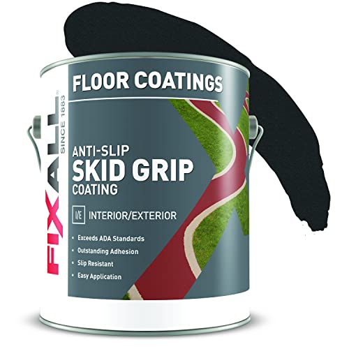 FIXALL Skid Grip Anti-Slip Coating, 1 Gallon, Jet, Exceeds ADA Standards, Ideal for Safety Areas, Slip-Resistant Pavement, Cement & Concrete Paint - color: Jet, size: 128 Fl Oz (Pack of 1)