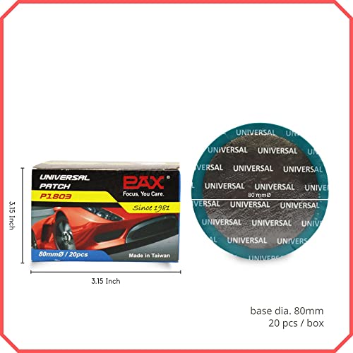 PAX 20 Pcs 80mm Round Universal Tire and Tube Patch Repair Kits, for Radial and Bias Tires Truck, Tractor, Agricultural Vehicles, Motorcycle, BMX, ATVs, River Floating, Inflatable Rubber - size: 80mm