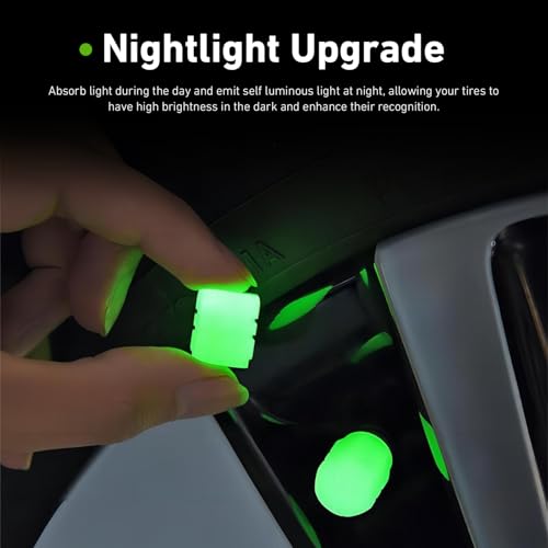20 PCS Fluorescent Tire Valve Stem Caps, Glow in The Dark Tire Valve Caps, Cool Luminous Tire Air Cap, Universal Wheel Air Covers for Cars Motorcycles SUV Trucks Bikes (Green) - color: Green