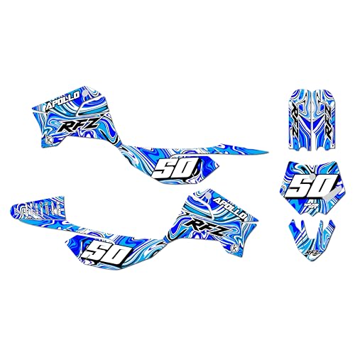 Graphics Kit for Apollo RFZ X4-X6 X14-X19 (All Years) SNAGGED Series Blue 16 Mil - Dirt bike Custom Racing Graphics Decals Stickers Kit, no-plastics - color: Blue, size: 16 Mil - On/Off the Road