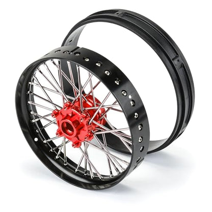 Pro-Line Racing 1/4 Pro-Spec Aluminum V2 Bead Front Wheel Assembled Black/Red Promoto-MX PRO283600T2