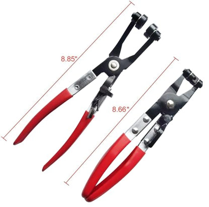 3Pcs Hose Clamp Pliers Kit, Long Reach Wire Spring Hose Clamp Plier Wire Long Clip Removal Tool, 45 Degree Angled Hose Clamp Plier, Flat Band Hose Clamp Plier for Automotive Coolant Radiator