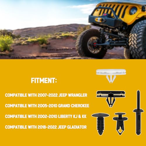 150PCS Jeep Wrangler Fender Clips, 5 in 1 Wrangler Grille Fastener Retainer