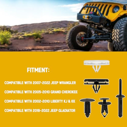 150PCS Jeep Wrangler Fender Clips, 5 in 1 Wrangler Grille Fastener Retainer