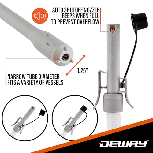 Deway Stick Fuel Pump, Auto-Stop + Beep, 51in Clear Hose, 4-AA, 3.2 GPM - style: Auto-Stop w/ Beep