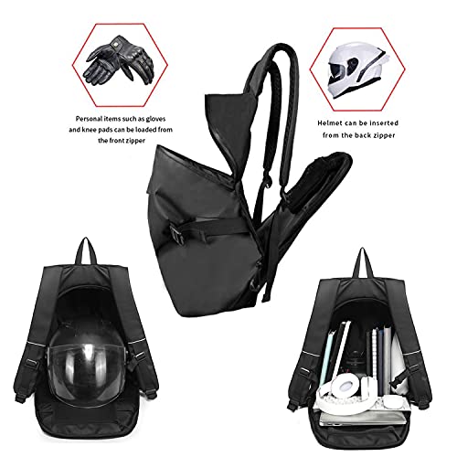 Motorcycle Helmet Backpack, Waterproof Riding Backpacks for Men - color: Black(Backpack)