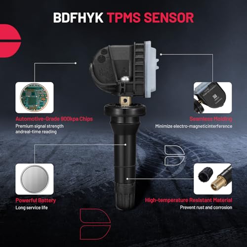 BDFHYK GM 315Mhz Tire Pressure Monitoring System TPMS Sensors Compatible with Chevy Silverado GMC, Compatible with Cadillac Buick Pontiac Saab Replace#13598771 13598772 13586335 13581558 4 Pack - style: 13586335